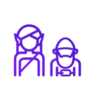 Symbol für 'interdisziplinär'. Es zeigt eine Elfe neben einem Zwerg