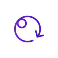 Symbol für 'Agilität'. Es zeigt einen offenen Kreis mit Pfeil, der einen kleinen Kreis beinhaltet